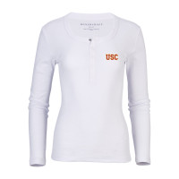 USC Trojans Women's White Harper Long Sleeve Henley Pajama Top